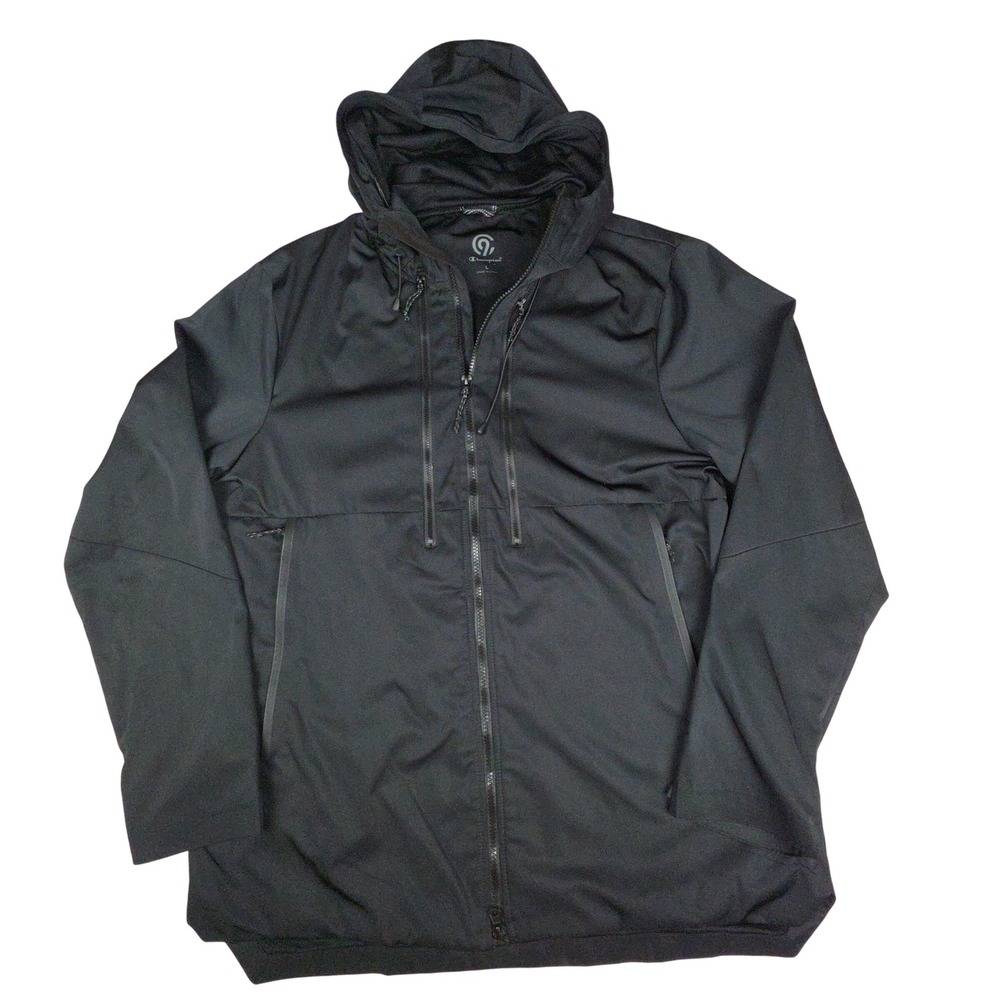 Champion C9 Performance Full Zip Hooded Jacket Mens Size L Black Polyester